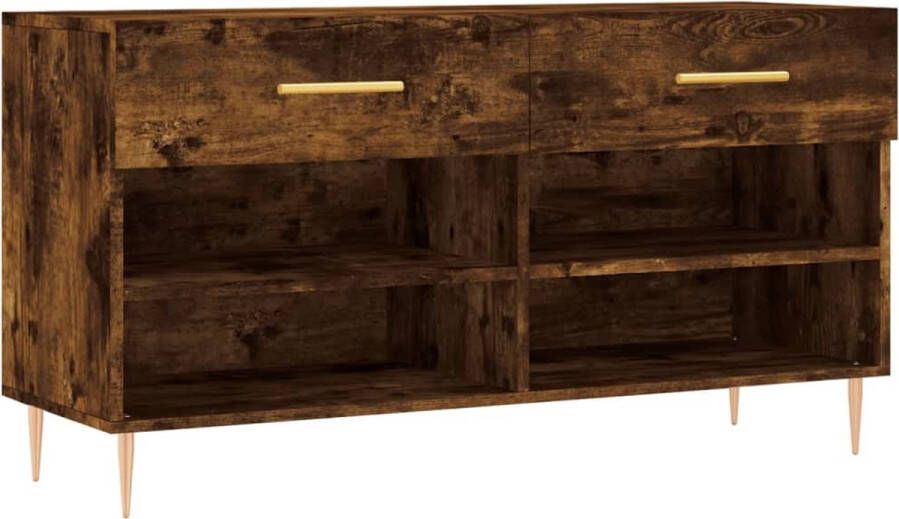 Prolenta Premium INFIORI Schoenenbank 102x35x55 cm bewerkt hout gerookt eikenkleurig - Foto 2