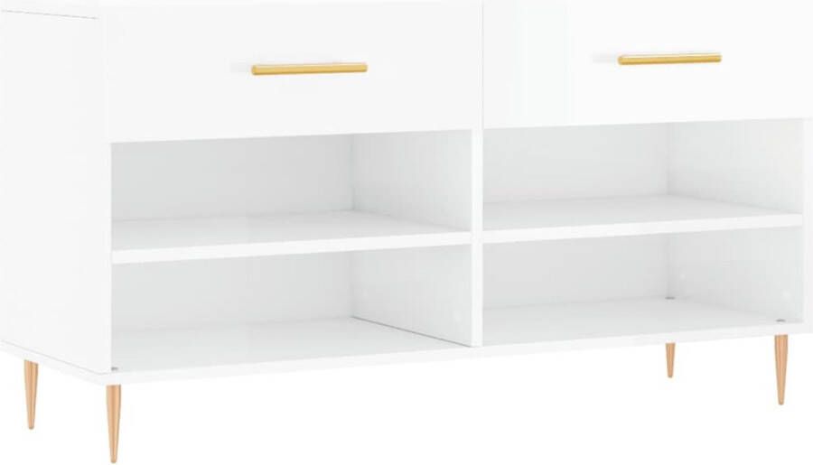 VidaXL -Schoenenbank-102x35x55-cm-bewerkt-hout-hoogglans-wit - Foto 2