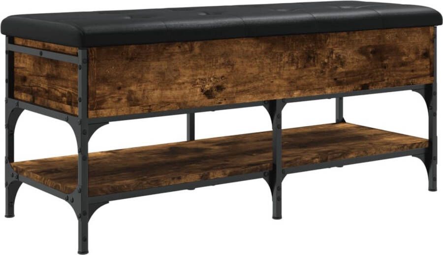 VidaXL schoenenbank gerookt eiken 102x42x45 cm Schoenenbank Schoenenkast Entreebank Opbergbank Houten Bank Bruine Bank Comfortabele Bank Multifunctioneel Meubilair