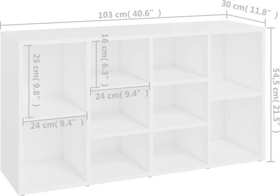 VidaXL Schoenenbank hoogglans wit 103x30x54 5 cm Garderobebank Schoenenbank Schoenenkasten Schoenuitlegers Inbouwschoenenkast Bergruimte Organisatie Meubilair Woonkamer Hal Entryway Livingroom Furniture Hallway Furniture - Foto 2