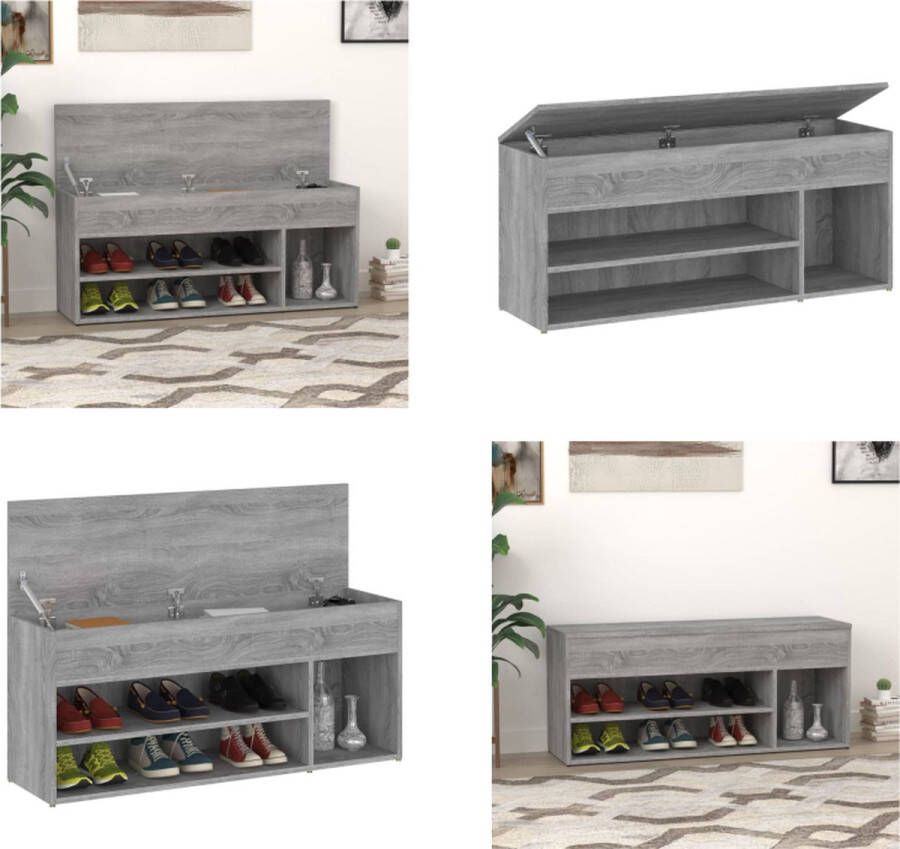 VidaXL Schoenenbank 105x30x45 cm bewerkt hout grijs sonoma eikenkleur Schoenenbank Schoenenbanken Opbergbank Schoenenkast