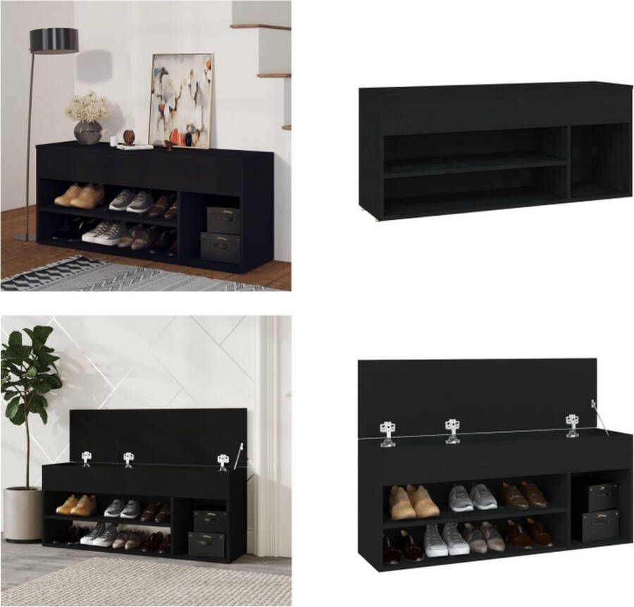 VidaXL Schoenenbank 105x30x45 cm spaanplaat zwart Schoenenbank Schoenenbanken Opbergbank Opbergbanken
