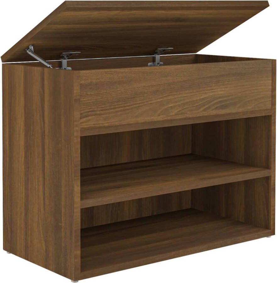 VidaXL -Schoenenbank-60x30x45-cm-bewerkt-hout-bruineikenkleurig - Foto 1