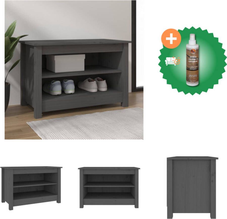 VidaXL Schoenenbank 70 x 38 x 45.5 cm Hoogwaardig grenenhout Schoenenkast Inclusief Houtreiniger en verfrisser