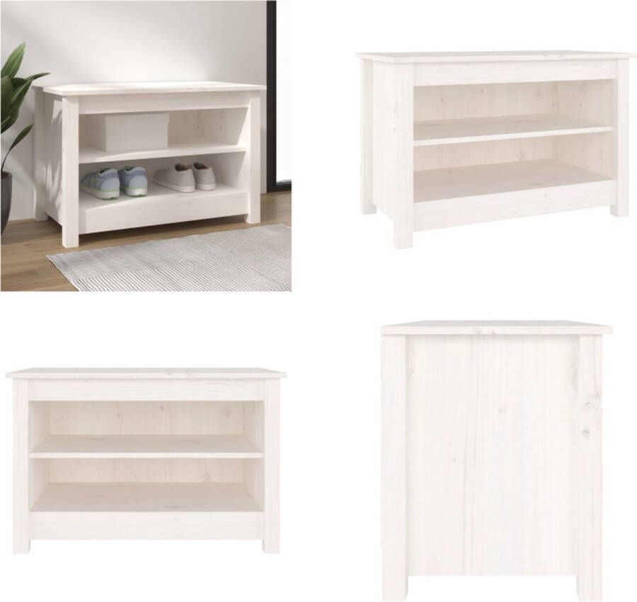 VidaXL Schoenenbank 70x38x45-5 cm massief grenenhout wit Schoenenbank Schoenenbanken Opbergbank Schoenenkast
