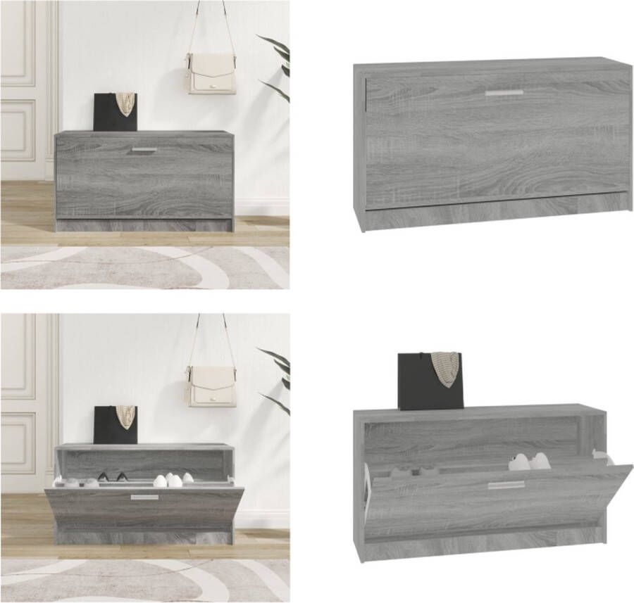 VidaXL Schoenenbank 80x24x45 cm bewerkt hout grijs sonoma eikenkleur Schoenenbank Schoenenbanken Opbergbank Schoenenkast