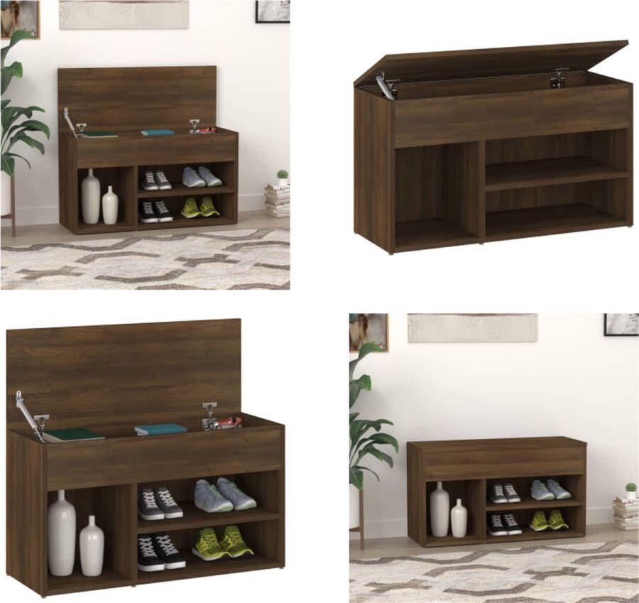 VidaXL Schoenenbank 80x30x45 cm bewerkt hout bruineikenkleurig Schoenenbank Schoenenbanken Opbergbank Schoenenkast - Foto 2
