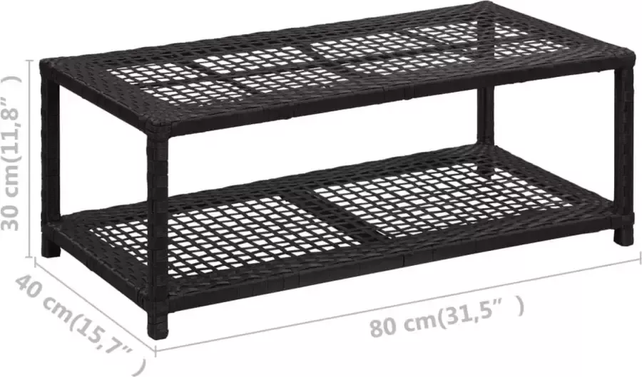 VidaXL -Schoenenbank-80x40x30-cm-poly-rattan-zwart - Foto 1