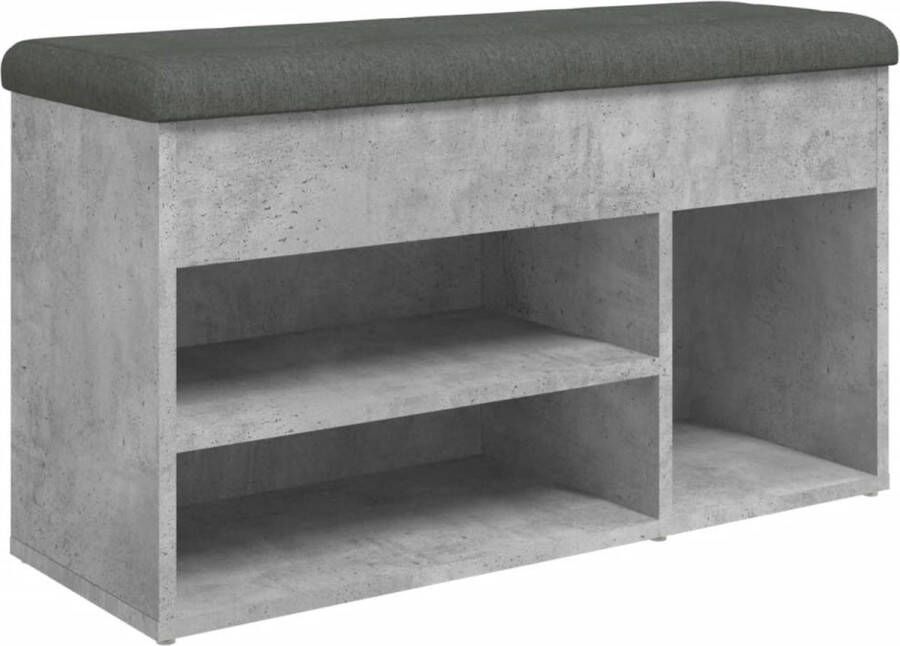 VidaXL -Schoenenbank-82x32x45 5-cm-bewerkt-hout-betongrijs - Foto 4