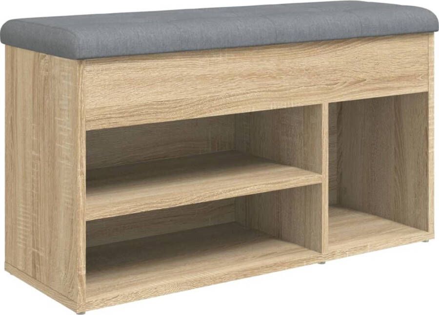 VidaXL -Schoenenbank-82x32x45 5-cm-bewerkt-hout-sonoma-eikenkleurig - Foto 2