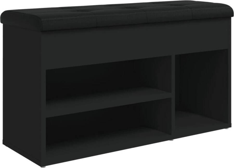 VidaXL -Schoenenbank-82x32x45 5-cm-bewerkt-hout-zwart - Foto 2