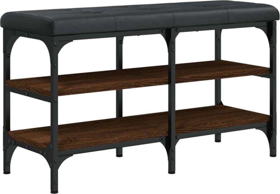 VidaXL Schoenenbank 82x32x47 cm Bruin Eikenhout Schoenenbankje Schoenenbankjes Halbankje Opbergbankje