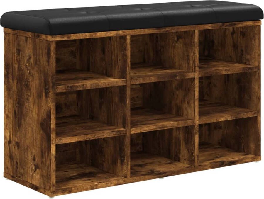 VidaXL Schoenenbank Gerookt Eiken 82x32x50 cm Schoenenbankje Schoenenbankjes Halbankje Opbergbankje