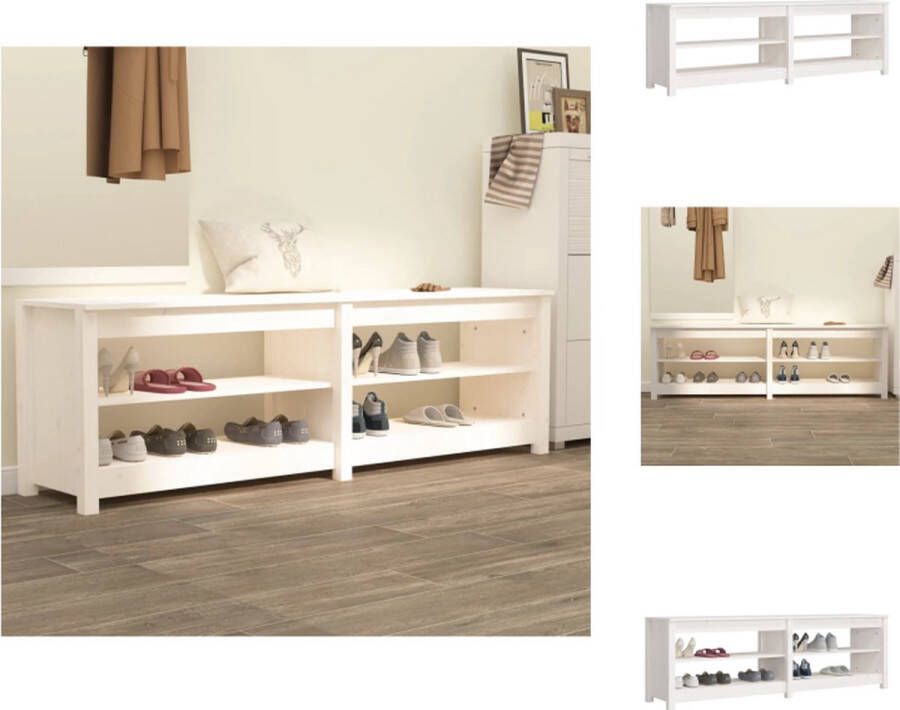 VidaXL Schoenenbank Schoenenbanken Opbergbank Schoenenkast Schoenenbank 160x36 5x50 cm massief grenenhout wit