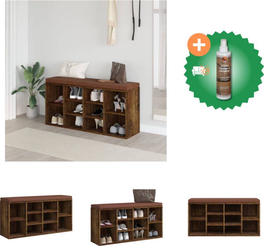 VidaXL Schoenenbank Gerookt eiken 103 x 30 x 48 cm Duurzaam materiaal Hocker Inclusief Houtreiniger en verfrisser