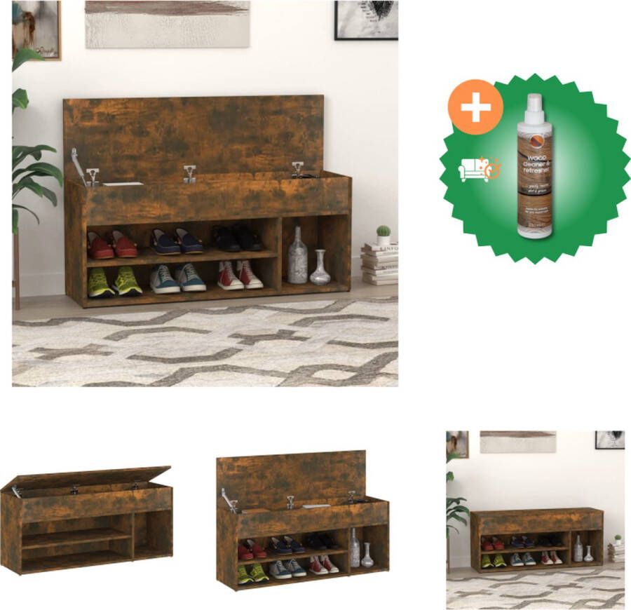 VidaXL Schoenenbank Gerookt eiken 105x30x45 cm Praktisch en trendy Schoenenkast Inclusief Houtreiniger en verfrisser