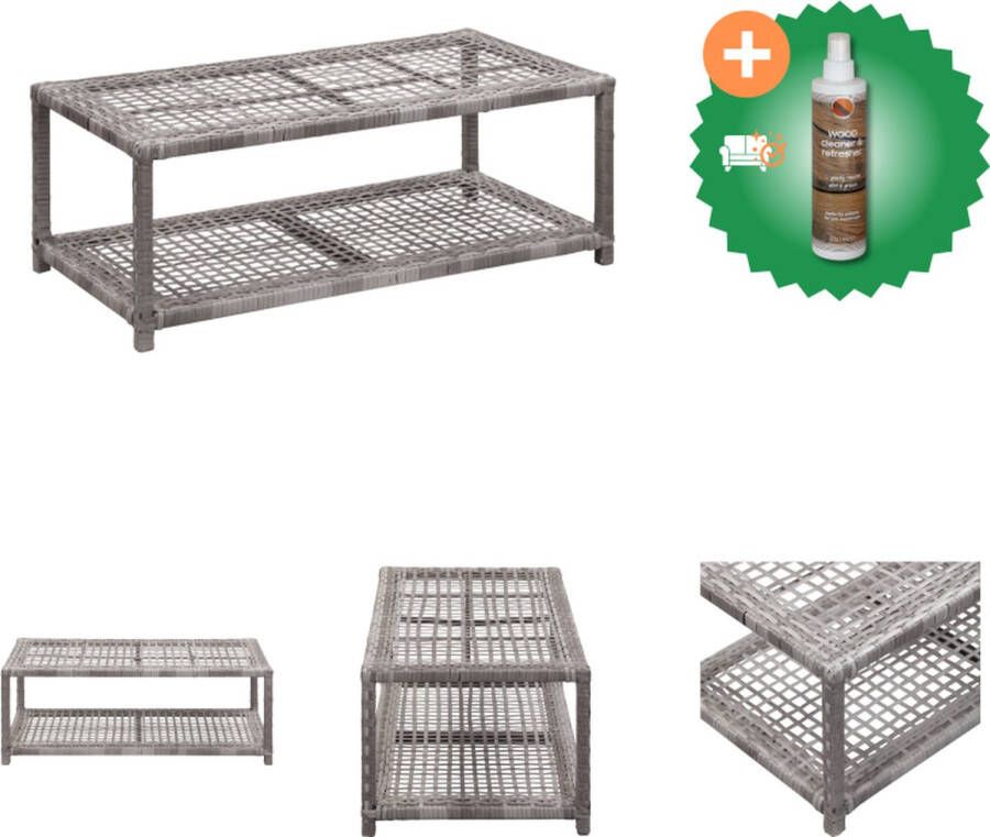 VidaXL Schoenenbank Grijs Poly Rattan Metaal 80x40x30 cm Met schap en zitvlak Schoenenkast Inclusief Houtreiniger en verfrisser