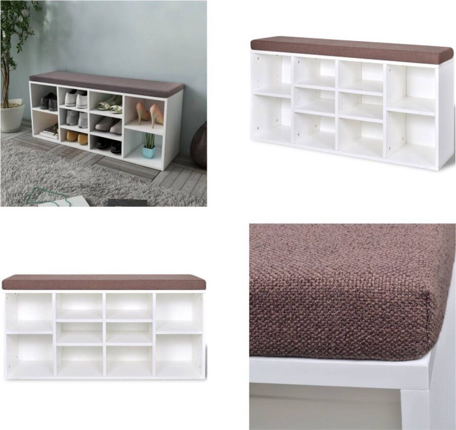 VidaXL Schoenenbank met 10 vakken wit Schoenenbank Schoenenbanken Halbank Halbanken