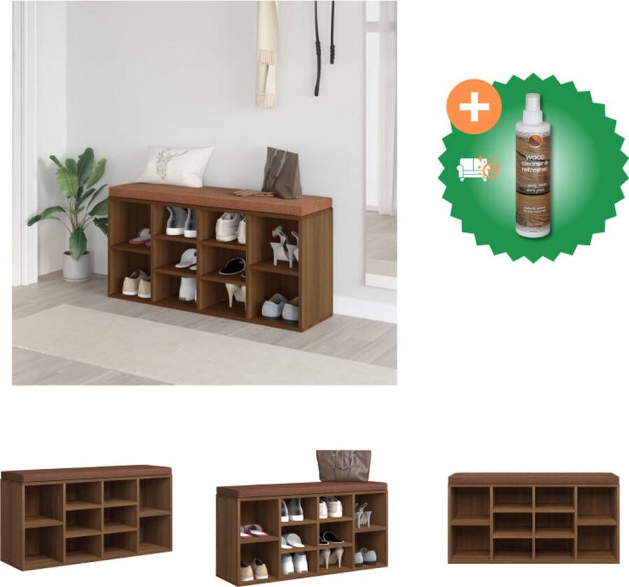 VidaXL Schoenenbank Opbergmeubel 103 x 30 x 48 cm Bruineiken Duurzaam materiaal Hocker Inclusief Houtreiniger en verfrisser