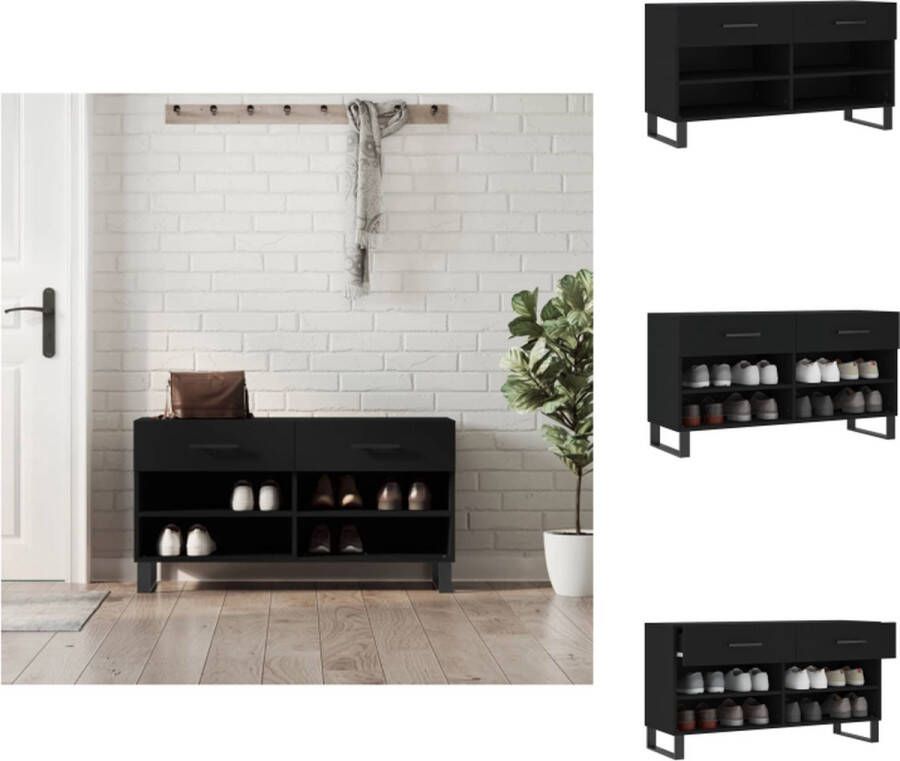 VidaXL Schoenenbank Opbergsysteem 102x35x55 cm Duurzaam hout IJzeren poten Schoenenkast