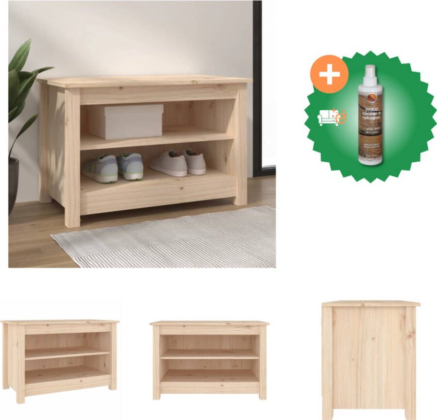 VidaXL Schoenenbank Schoenenkast 70 x 38 x 45.5 cm Grenenhout Schoenenkast Inclusief Houtreiniger en verfrisser