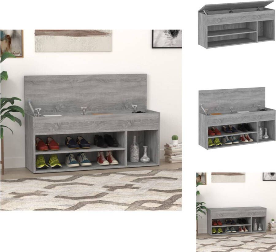 VidaXL Schoenenbank Schoenenbanken Opbergbank Schoenenkast Schoenenbank 105x30x45 cm bewerkt hout grijs sonoma eikenkleur