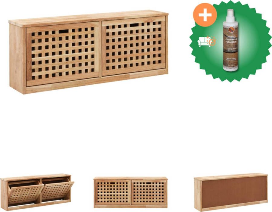 VidaXL Schoenenopbergbank 94x20x38 cm massief walnotenhout Schoenenkast Inclusief Houtreiniger en verfrisser