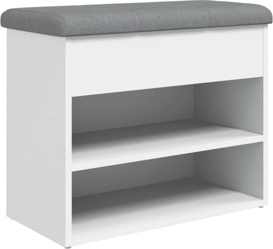 VidaXL -Schoenenbankje-62x32x50-cm-bewerkt-hout-wit - Foto 2