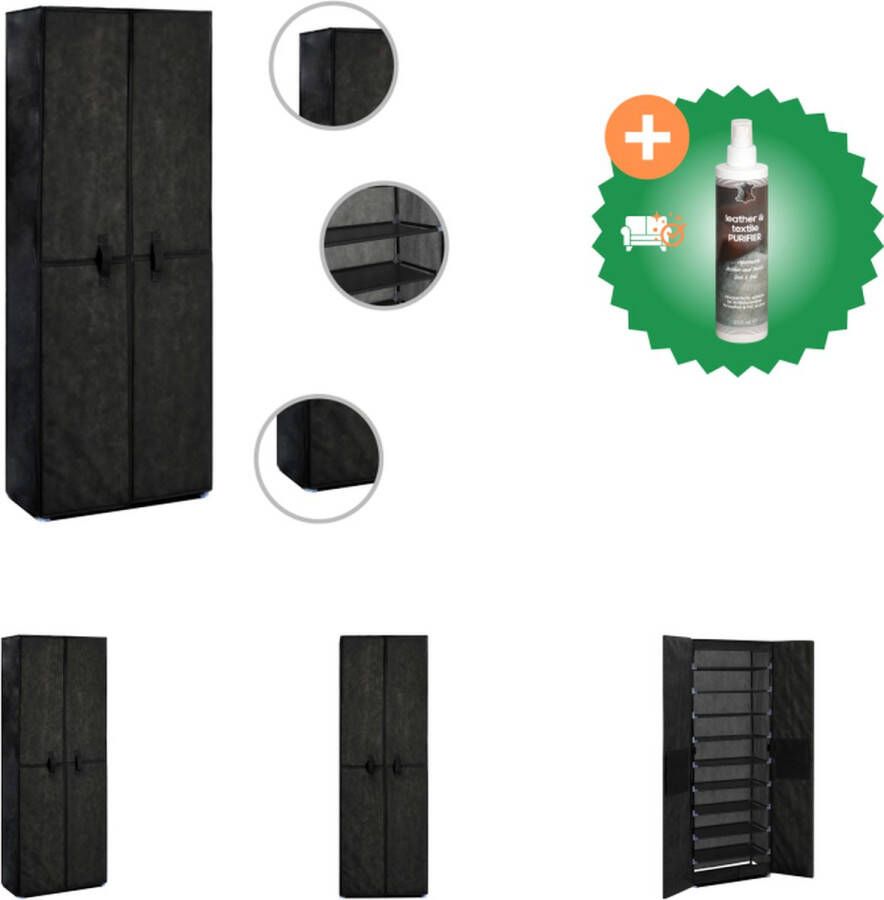 VidaXL Schoenenkast 10-laags 60 x 30 x 166 cm zwart Schoenenkast Inclusief Reiniger