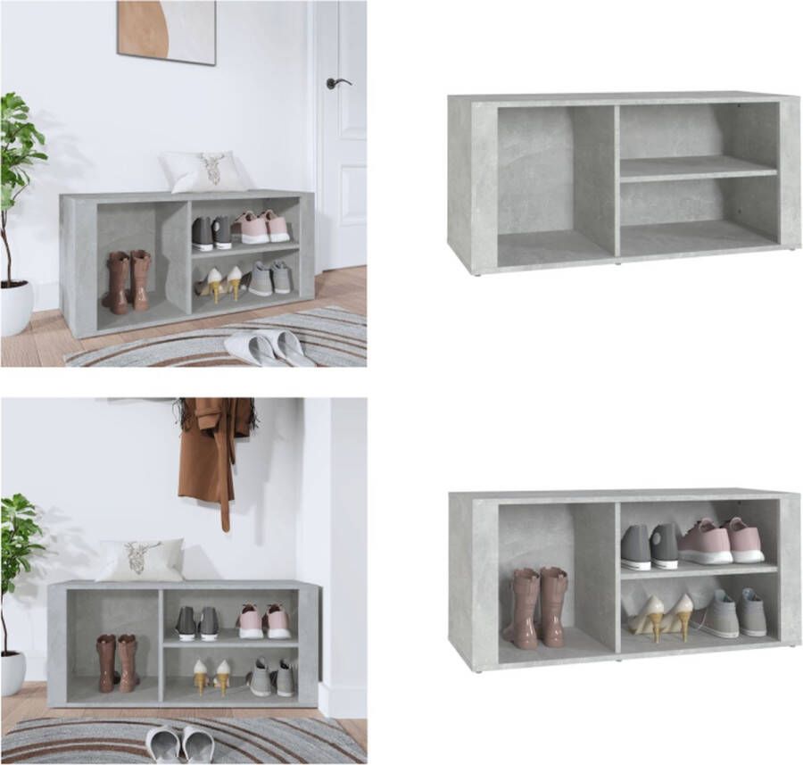 VidaXL Schoenenkast 100x35x45 cm bewerkt hout betongrijs Schoenenrek Schoenenrekken Opbergrek Voor Schoenen Schoenenstellage