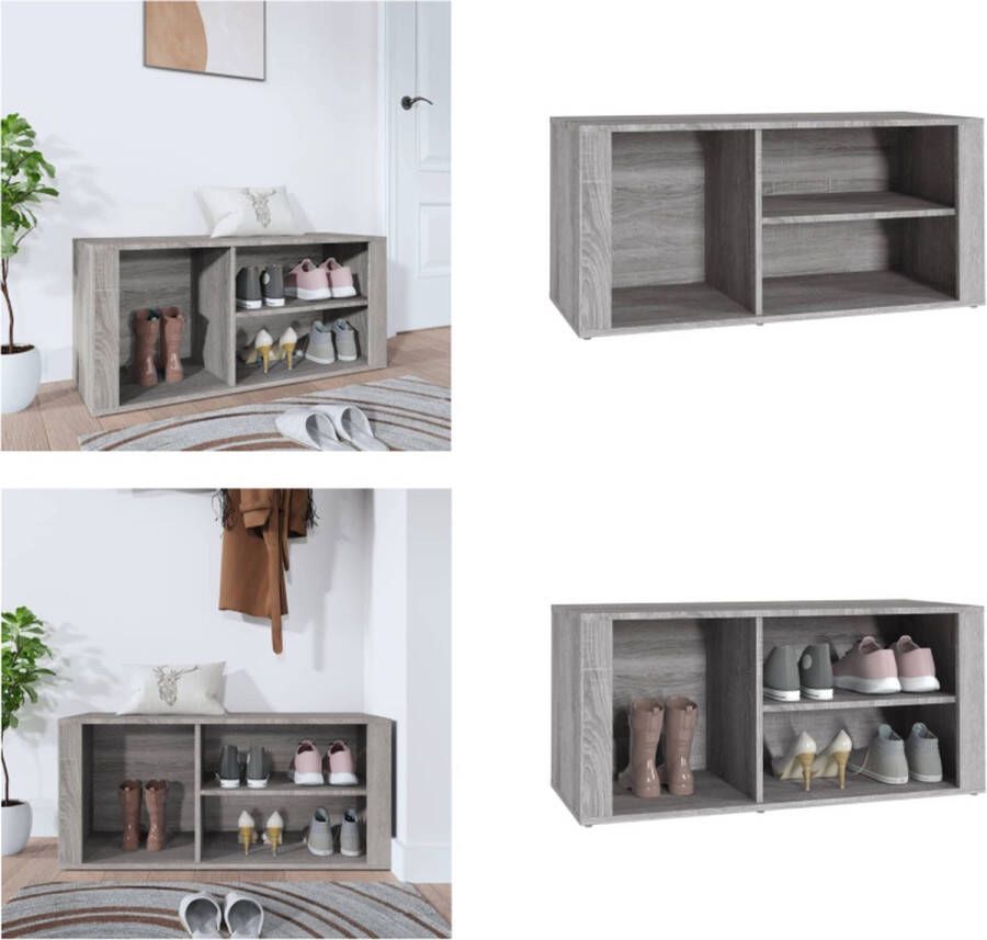 VidaXL Schoenenkast 100x35x45 cm bewerkt hout grijs sonoma Schoenenrek Schoenenrekken Opbergrek Voor Schoenen Schoenenstellage