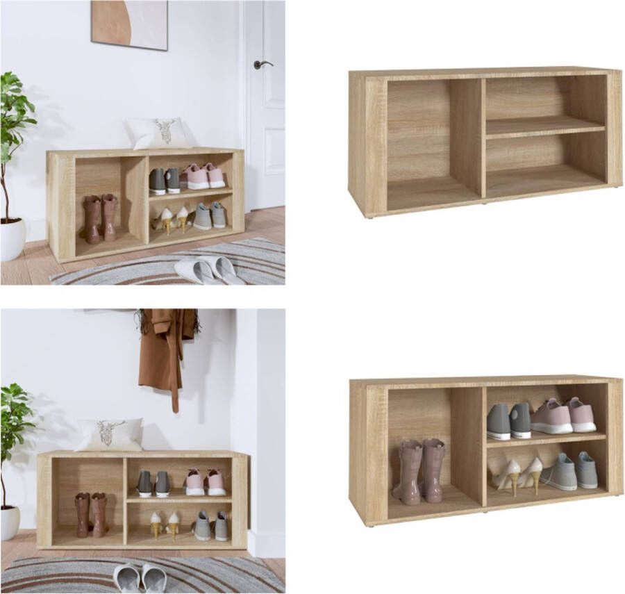 VidaXL Schoenenkast 100x35x45 cm bewerkt hout sonoma eikenkleurig Schoenenrek Schoenenrekken Opbergrek Voor Schoenen Schoenenstellage