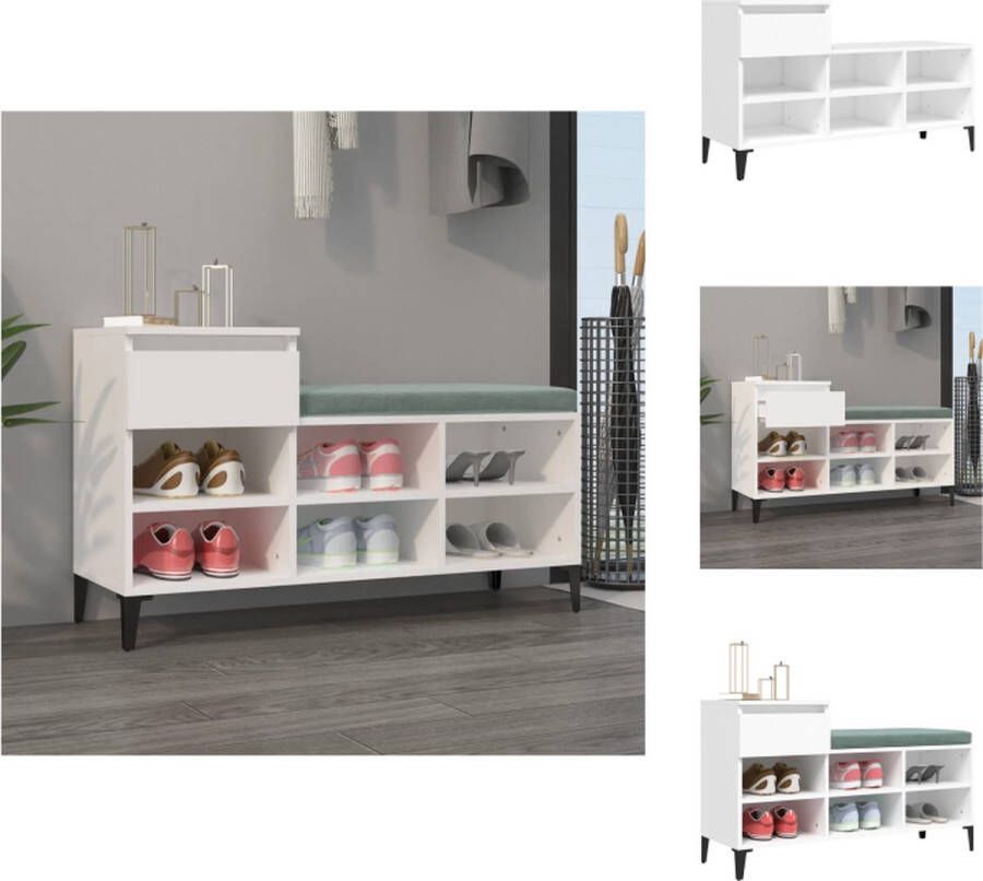 VidaXL Schoenenrek Schoenenrekken Opbergrek Voor Schoenen Schoenenstellage Schoenenkast 102x36x60 cm bewerkt hout wit
