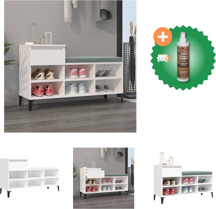 VidaXL Schoenenkast 102 x 36 x 60 cm Duurzaam bewerkt hout Metalen poten Voldoende opbergruimte Schoenenkast Inclusief Houtreiniger en verfrisser