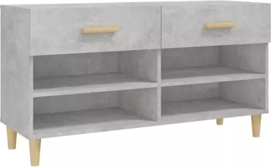 VidaXL -Schoenenkast-102x35x55-cm-bewerkt-hout-betongrijs - Foto 2