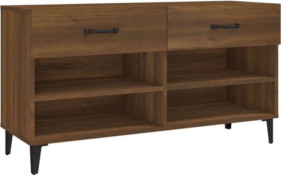 VidaXL Schoenenkast 102x35x55 cm Bruin Eikenhout Schoenenkast Houten Schoenenkast Bruine Schoenenkast Entreebank Bergruimte Opslagruimte Organisatie - Foto 2