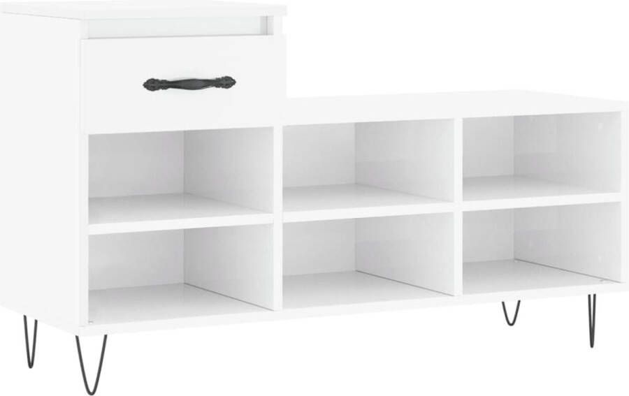 VidaXL -Schoenenkast-102x36x60-cm-bewerkt-hout-hoogglans-wit - Foto 4
