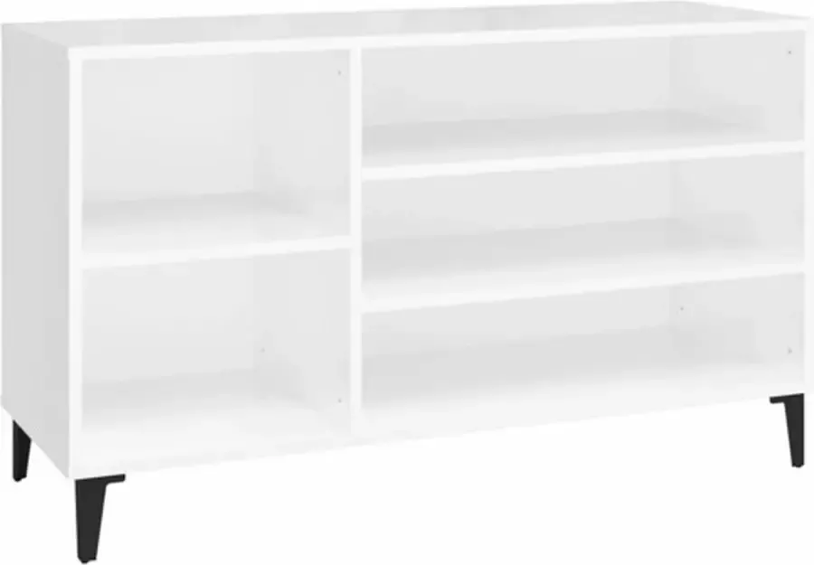 VidaXL -Schoenenkast-102x36x60-cm-bewerkt-hout-hoogglans-wit - Foto 2