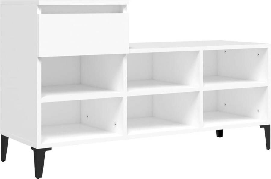 VidaXL -Schoenenkast-102x36x60-cm-bewerkt-hout-wit - Foto 4