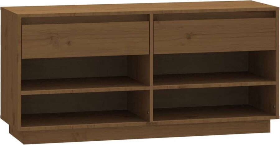VidaXL -Schoenenkast-110x34x52-cm-massief-grenenhout-honingbruin - Foto 2