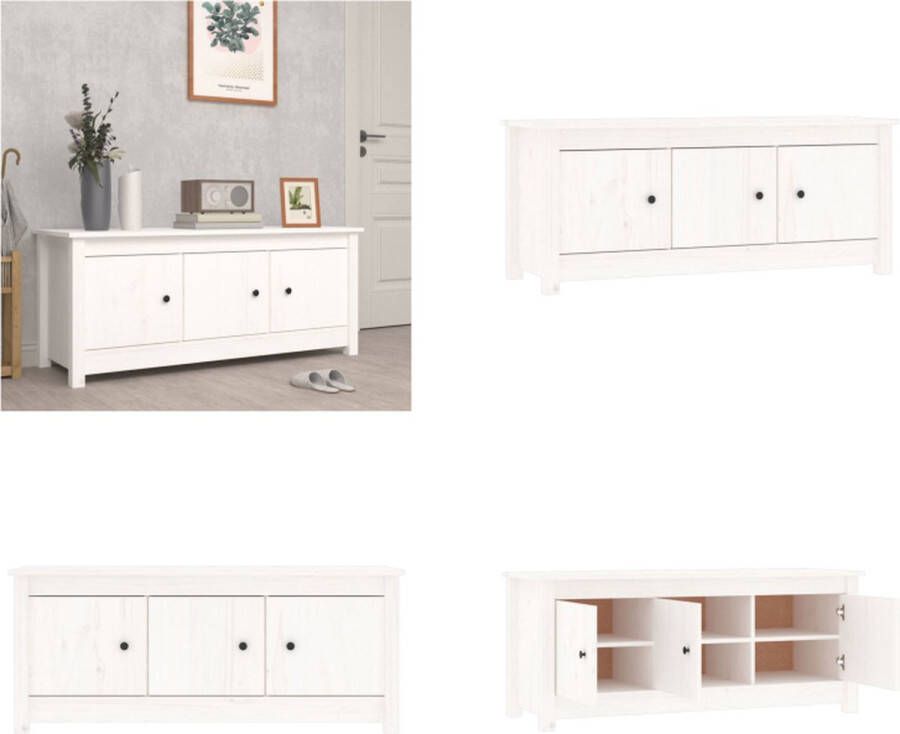 VidaXL Schoenenkast 110x38x45 5 cm massief grenenhout wit Schoenenkast Schoenenkasten Schoenenrek Opbergrek Voor Schoenen