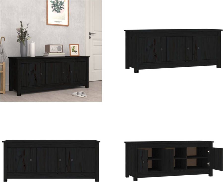 VidaXL Schoenenkast 110x38x45-5 cm massief grenenhout zwart Schoenenkast Schoenenkasten Schoenenrek Opbergrek Voor Schoenen