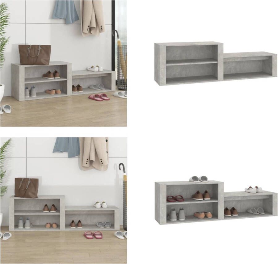 VidaXL Schoenenkast 150x35x45 cm bewerkt hout betongrijs Schoenenrek Schoenenrekken Opbergrek Voor Schoenen Schoenenstellage