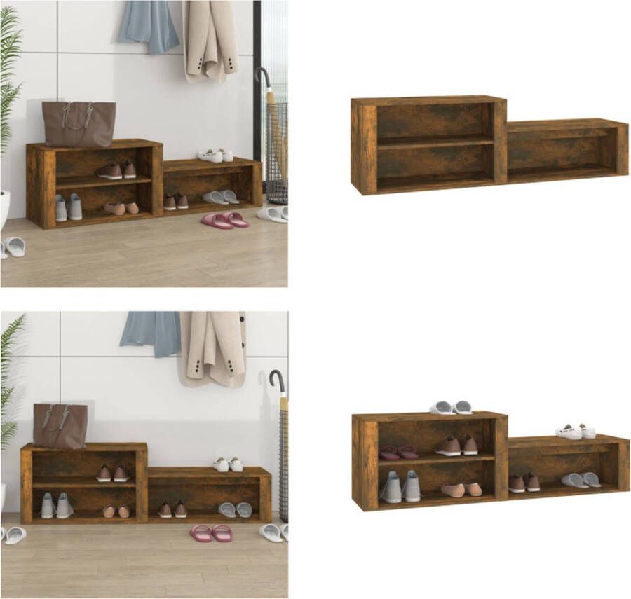 VidaXL Schoenenkast 150x35x45 cm bewerkt hout gerookt eikenkleurig Schoenenrek Schoenenrekken Opbergrek Voor Schoenen Schoenenstellage