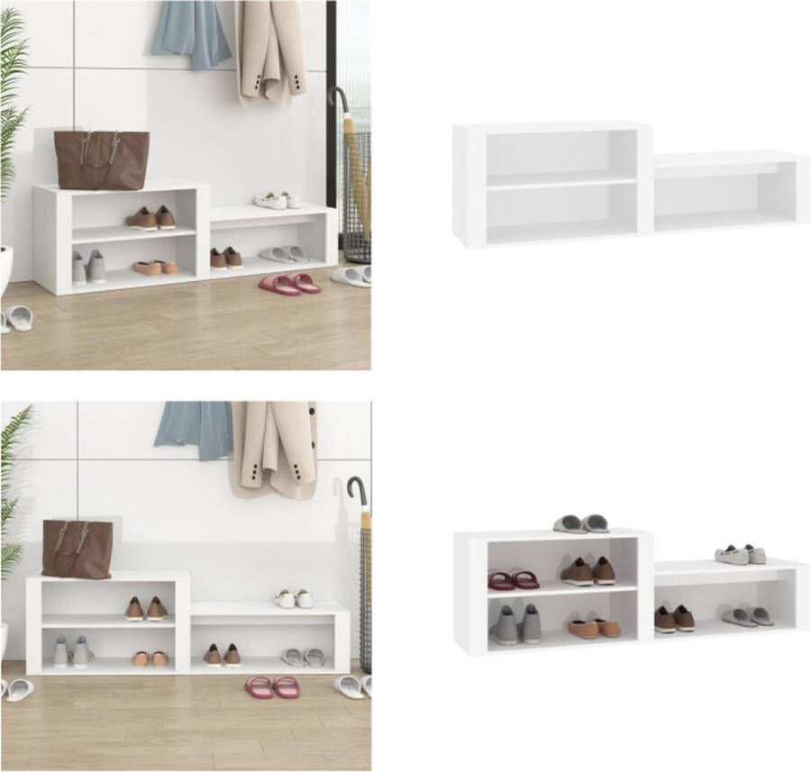 VidaXL Schoenenkast 150x35x45 cm bewerkt hout wit Schoenenrek Schoenenrekken Opbergrek Voor Schoenen Schoenenstellage