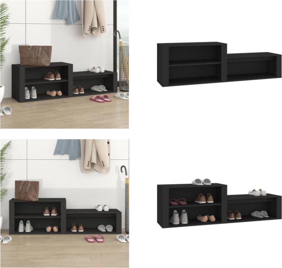 VidaXL Schoenenkast 150x35x45 cm bewerkt hout zwart Schoenenrek Schoenenrekken Opbergrek Voor Schoenen Schoenenstellage