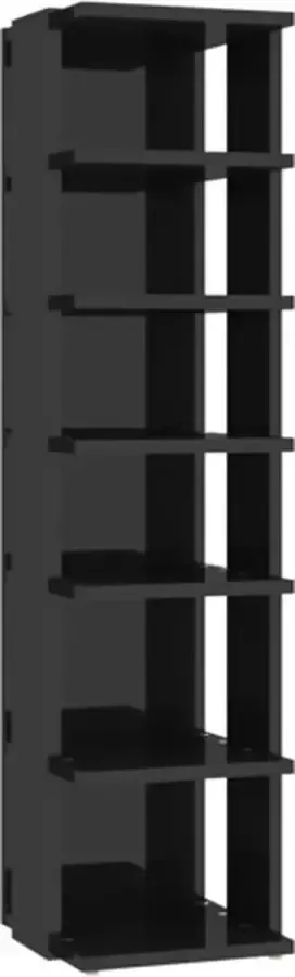 VidaXL Schoenenkast 25x27x102 cm spaanplaat hoogglans zwart