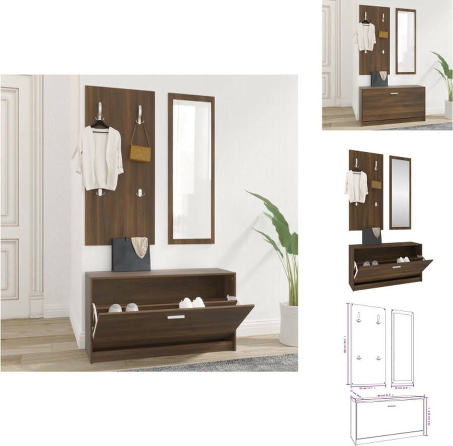 VidaXL Schoenenkast Schoenenkasten Schoenenkast Set Schoenenkastset 3-in-1 bewerkt hout bruineiken