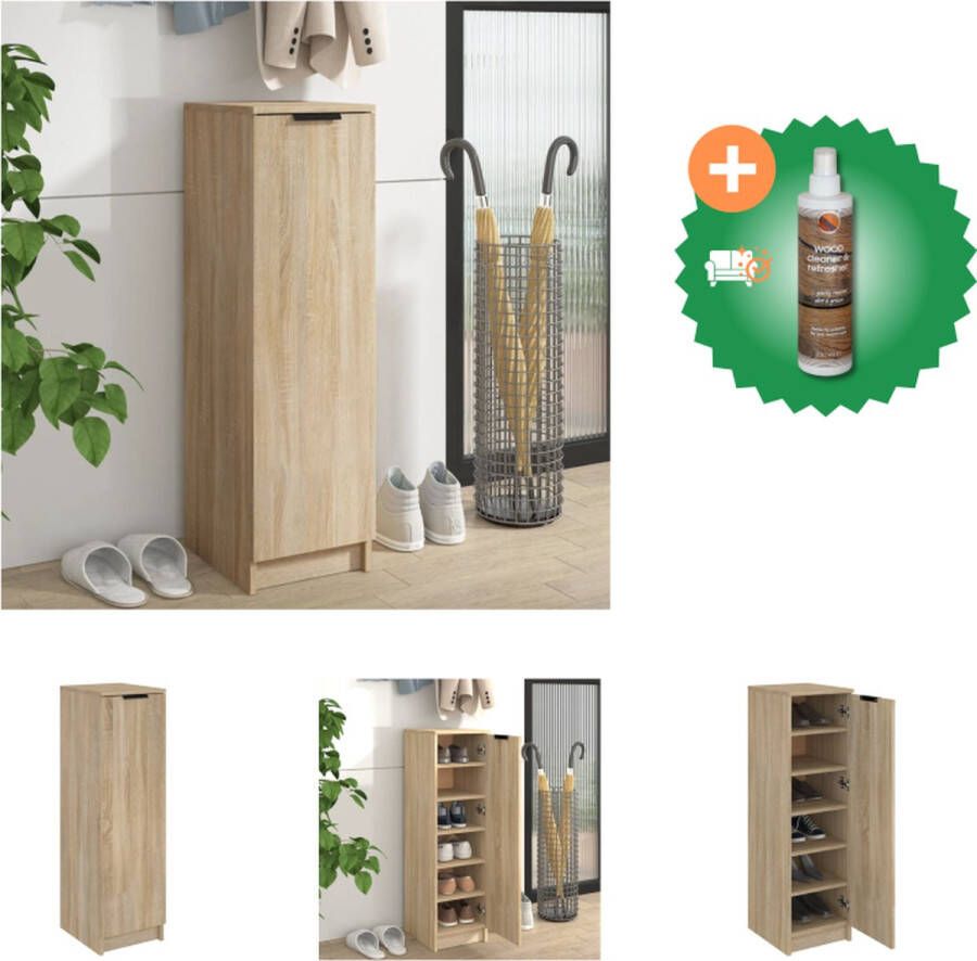 VidaXL Schoenenkast 30x35x100 cm bewerkt hout sonoma eikenkleurig Schoenenkast Inclusief Houtreiniger en verfrisser