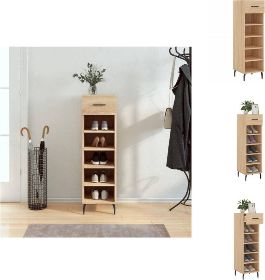 VidaXL Schoenenrek Schoenenrekken Opbergrek Voor Schoenen Schoenenkast 30x35x105 cm bewerkt hout sonoma eikenkleurig